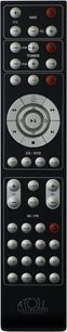 Telecomando nero Atoll Electronique DAC200 Signature con pulsanti argentati per controllare un convertitore audio DAC, vista frontale