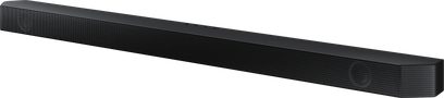 Samsung soundbar HW-Q60B/ZF sort, set forfra, aflang rektangulær form, sort gitter på forsiden