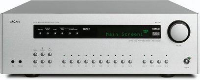 Arcam DIVA-AVP700 sølvfarvet audio-/videforstærker, set forfra, med knapper, drejeknapper, display og hovedtelefonstik