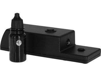 Kit de ajuste e limpeza Enova HIFI ESC 10, frasco cilíndrico preto com tampa nervurada, suporte retangular preto com botão circular