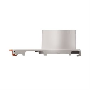 Replacement lens for XGIMI projector, side view, gray cylindrical structure, copper L-shaped element on the left