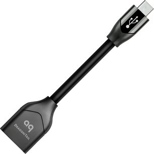 Audioquest DragonTail Micro USB black cable with USB A connector on one end and Micro USB on the other, shown in profile view