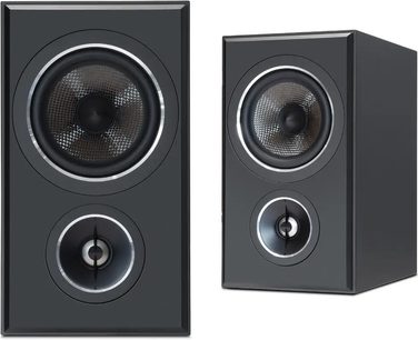 Diffusori da scaffale PSB Imagine B50 neri, coppia compatta a due vie con woofer e tweeter circolari sul frontale