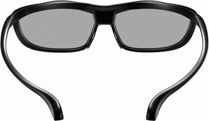 Panasonic 3D-briller TY-EP3D10E, set forfra. Blank sort stel. Mørke grå rektangulære linser