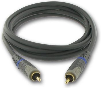 10 meter sort RCA-lydkabel med forgyldte RCA-hanstik i begge ender