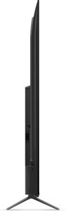 TCL 65C721 sort fladskærms-TV, set fra siden, smal ramme, rektangulært centralt fod