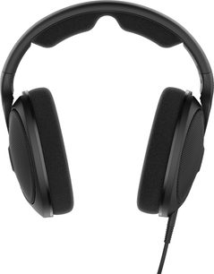Μαύρα ακουστικά Sennheiser HD 560S, με μαξιλαράκι στο τόξο, ανοιχτά κυκλικά μεταλλικά αυτάκια, μπροστινή όψη
