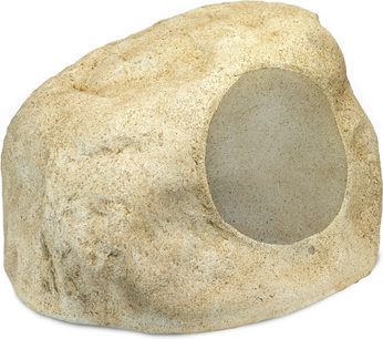 Boxă de exterior Klipsch PRO-10SW-RK sandstone în formă de rocă bej cu grilă frontală integrată