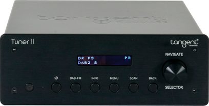 Tuner II FM DAB+/DAB Tangent, sort frontpanel med LCD-skærm, knapper og navigationshjul, set forfra