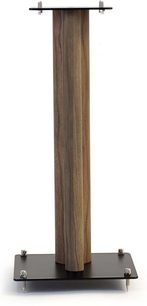 Пиедестал Norstone Design Stylum 3 дъб Черен/Дъб, от масивен дървен материал с вертикални линии на правоъгълна черна основа