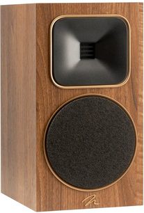 Diffusore da libreria MartinLogan Foundation B1 in noce vista frontale, altoparlante nero, tweeter a cupola, cabinet in legno
