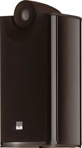 Bowers & Wilkins XT2 sort bogreolhøjttaler set forfra, rund form, diskant øverst, basenheder nederst, B&W-logo