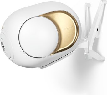 Ścienny wspornik głośnika z ramieniem DEVIALET Gecko do Phantom Ultimate 108 dB Opéra de Paris, biały metal, widok z profilu