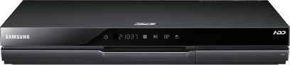 Samsung BD-D8200 Blu-ray-optager set forfra, LED-display, tænd/sluk-knap, diskskuffe
