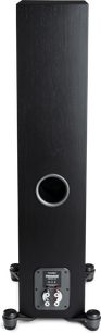 Diffusore da pavimento Paradigm Premier 720F v2 nero, vista posteriore con condotto circolare e morsetti in basso