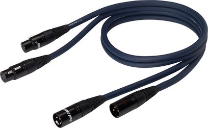 Real Cable XLR 128 blaues XLR-Audiokabel, schwarze XLR-Stecker männlich und weiblich mit Verriegelung