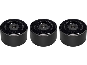 Sæt med 3 Franc Audio Accessories Ceramic Disc TH sorte antivibrationsdæmpere, skråt forfra set