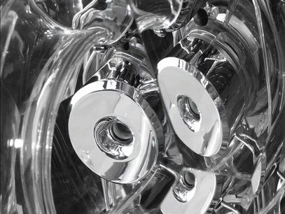 Harman Kardon GLA-55 transparante glazen luidsprekers, close-up