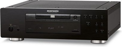 Marantz BD-8002 4K Blu-ray-afspiller, frontvisning, sort front med display, knapper og diskskuffe i børstet metal