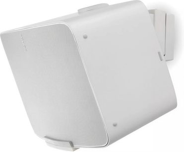 Supporto da parete per Sonos Five e Play:5 bianco, staffa murale rettangolare, altoparlante inclinato, griglia frontale visibile