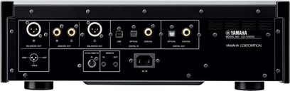 Forsiden af Yamahas CD-afspiller CD-S3000 i sort med tilslutninger, knapper og digitalt display