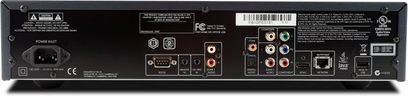 Arcam FMJ BDP100 sidabrinės spalvos 4K „Blu-ray" grotuvas, galinis vaizdas, garso, vaizdo ir tinklo jungtys, valdymo mygtukai