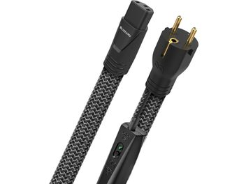 Cablu de alimentare Audioquest Blizzard IEC13 1m, conectori negri, mânecă împletită gri și neagră