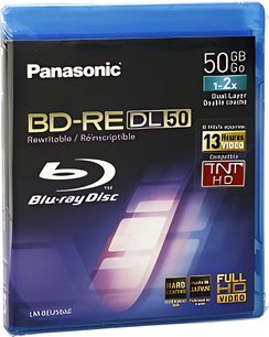 Panasonic BD-RE DL50 50 GB dobbeltlags overskrivbar Blu-ray-disk 1-2x, kompatibel med HD-TV, i blå æske