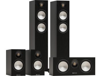 Luidsprekerpakket Monitor Audio Bronze 300 7G 5.0 zwart houteffect, 2 vloerstaanders, center en 2 boekenplankluidspreker