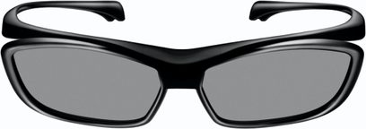 Panasonic TY-EP3D10E 3D-briller set forfra, sorte med grå glas og brede stænger