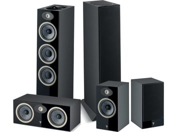 Focal Pack Theva N°3-D sort pakke med sorte søjlehøjttalere, 5 højttalere i forskellige størrelser, mat sort finish