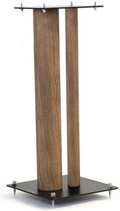 Norstone Design Stylum 2 ek högtalare stativ, svart/ek finish, vertikal trästruktur på svart kvadratisk bas