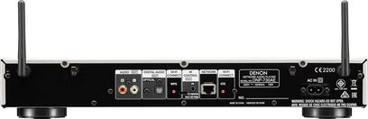 Denon DNP-730AE netværksaudioafspiller sølv, bagside, digitale og analoge lydtilslutninger, kablet og Wi-Fi-netværk