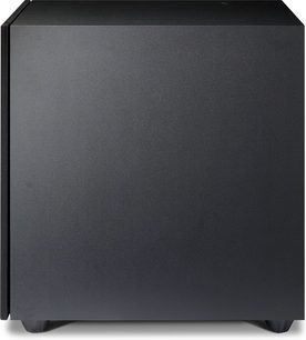 Paradigm Defiance X15 sort satineret subwoofer, frontvisning, kubisk form, mat sort finish