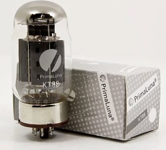 PrimaLuna KT88 Silver Label elektronrør i originalemballage, set forfra på hvid baggrund