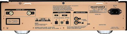 Marantz SA KI Pearl CD-afspiller, forgyldt frontpanel, sorte knapper og stik, digitalt display, set forfra