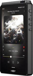 Audiophile musikafspiller Hiby R6 III 2025 sort, berøringsskærm, kantet kabinet, trekvartsvinkel