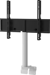 Sonorous vægbeslag til TV, hvid cylindrisk søjle, sort drejelig U-formet horisontal holder, minimalistisk design
