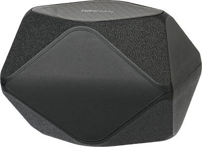 Zatvorené puzdro na slúchadlá Hifiman Svanar Wireless 2, čierne s textúrovanými fazetami, pohľad z trojštvrťového uhla