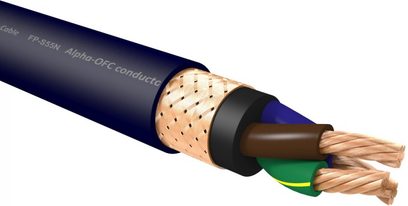 Furutech FP-S55N Alpha-OFC strømkabel med blå kappe, flettet kobber IEC-stik og netstik