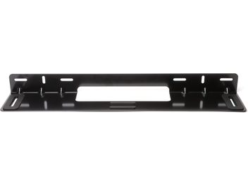 Supporto da parete nero in metallo per soundbar Sennheiser AMBEO, vista frontale, con 6 ganci di fissaggio