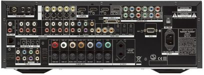 Harman Kardon AVR 355 thuisbioscoopversterker, voorzijde, vele audio/video-aansluitingen, instelknoppen en -draaiknoppen