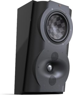 Rear surround or bipolar speaker Perlisten S4s, perspective view, black cabinet, circular main driver, two tweeters