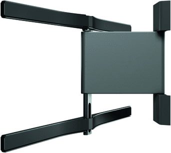 Support TV mural Vogel's THIN RC355 noir, bras articulé double, écran plat fixé, position déployée vers l'avant