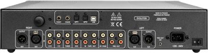 Stereo-Vorverstärker Atoll Electronique PR300 Evolution, Rückansicht, RCA-, XLR-, koaxiale, optische, USB-Anschlüsse, Stromversorgung