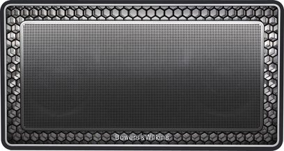 Bowers & Wilkins T7 Wireless Lautsprecher schwarz, Frontansicht, Wabengitter, dunkelgraue hexagonale Kontur mit geometrischen Mustern