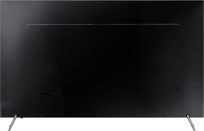 Fladskærms-TV fra Samsung, model UE49KS7000, med rektangulær sort skærm, set forfra, stående på to metalben