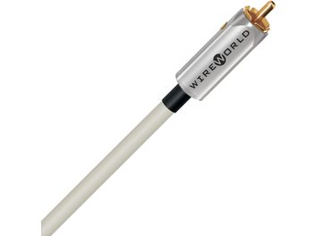 Cable para subwoofer Wireworld Solstice 10 Mono 4m, conector RCA cilíndrico plateado con punta dorada, funda blanca