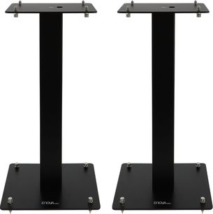Enova HIFI MAJESTY 50 BL sort, to rektangulære højttalerstativer, set forfra, firkantede top- og bundplader