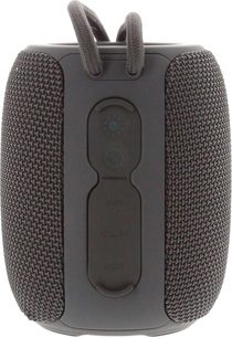 Yourban Getone 25 harmaa bluetooth-kaiutin, edestä katsottuna, verkkokangaspinta, keskuspaneeli, jossa painikkeet ja portit